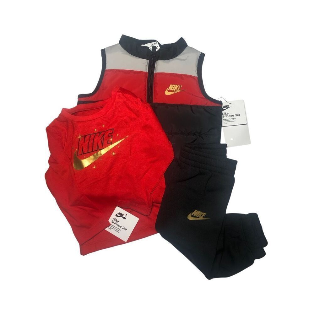 Nike Baby 3-Piece Puffer Vest Set 9 Months University Red/ Black